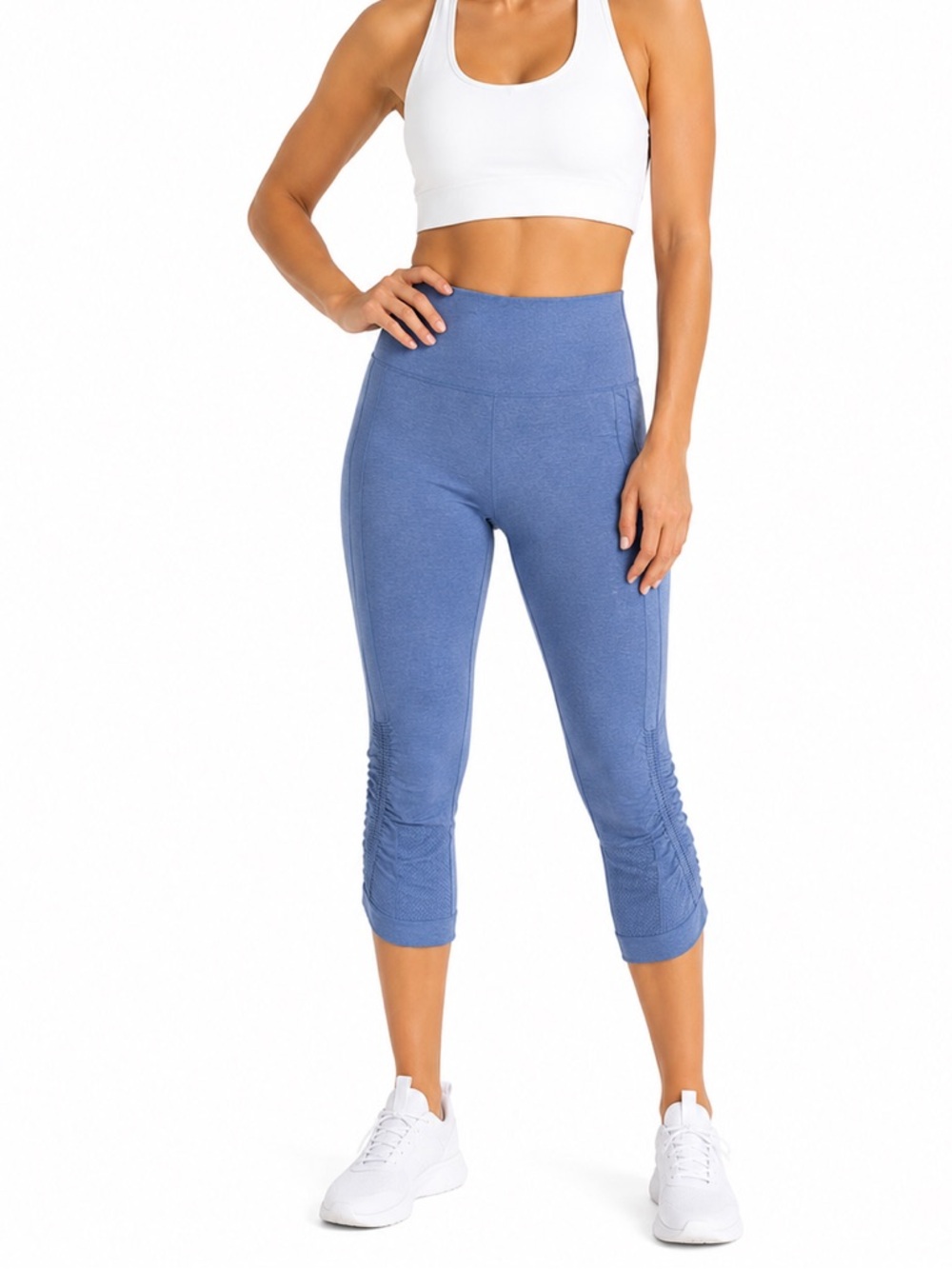 Lululemon In The Flow Crop II Blue Heathered Lullaby Seamless Yoga Studiocore